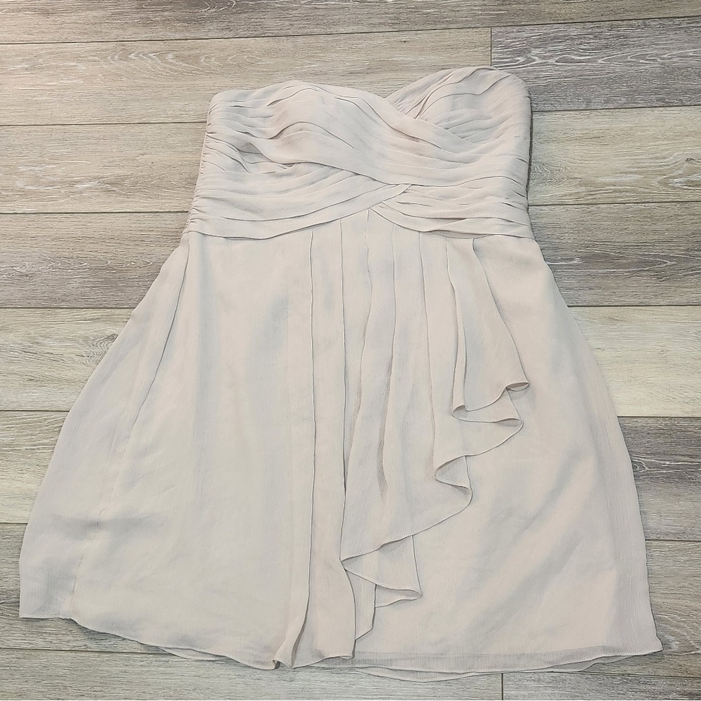 David's Bridal light pink strapless chiffon prom/bridesmaid Mini dress size 16
